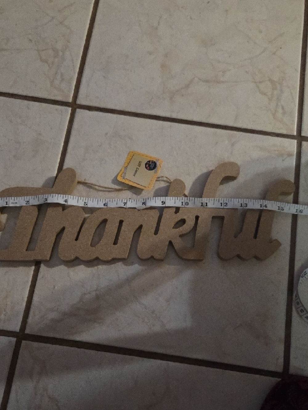 Thankful Wooden Script Sign - Natural Beige - Picture 5 of 7